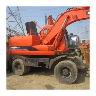 Used Doosan DH150W-7 Wheel Excavators with Original Hydraulic Pump 15 Ton Earth Digger
